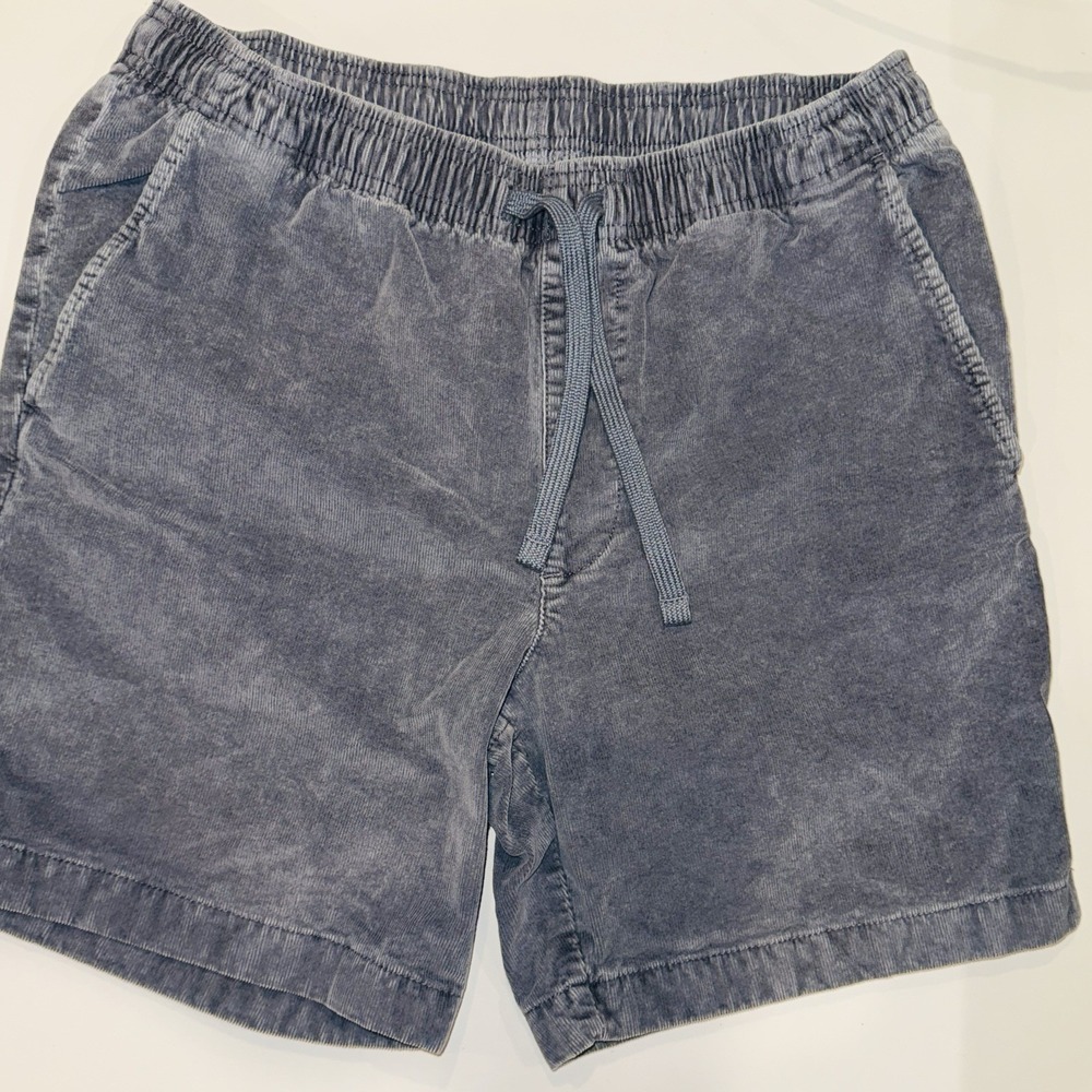 ROWM Mens Gray Corduroy Shorts Size M Elastic Waist Drawstring Summer Beach
